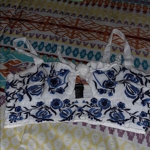 Embroidered floral crop top